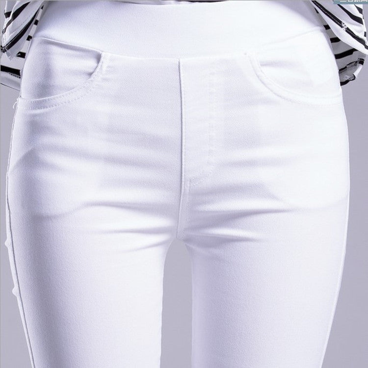 Outerwear Stretchy Elastic-waist Colorful Pencil Pants