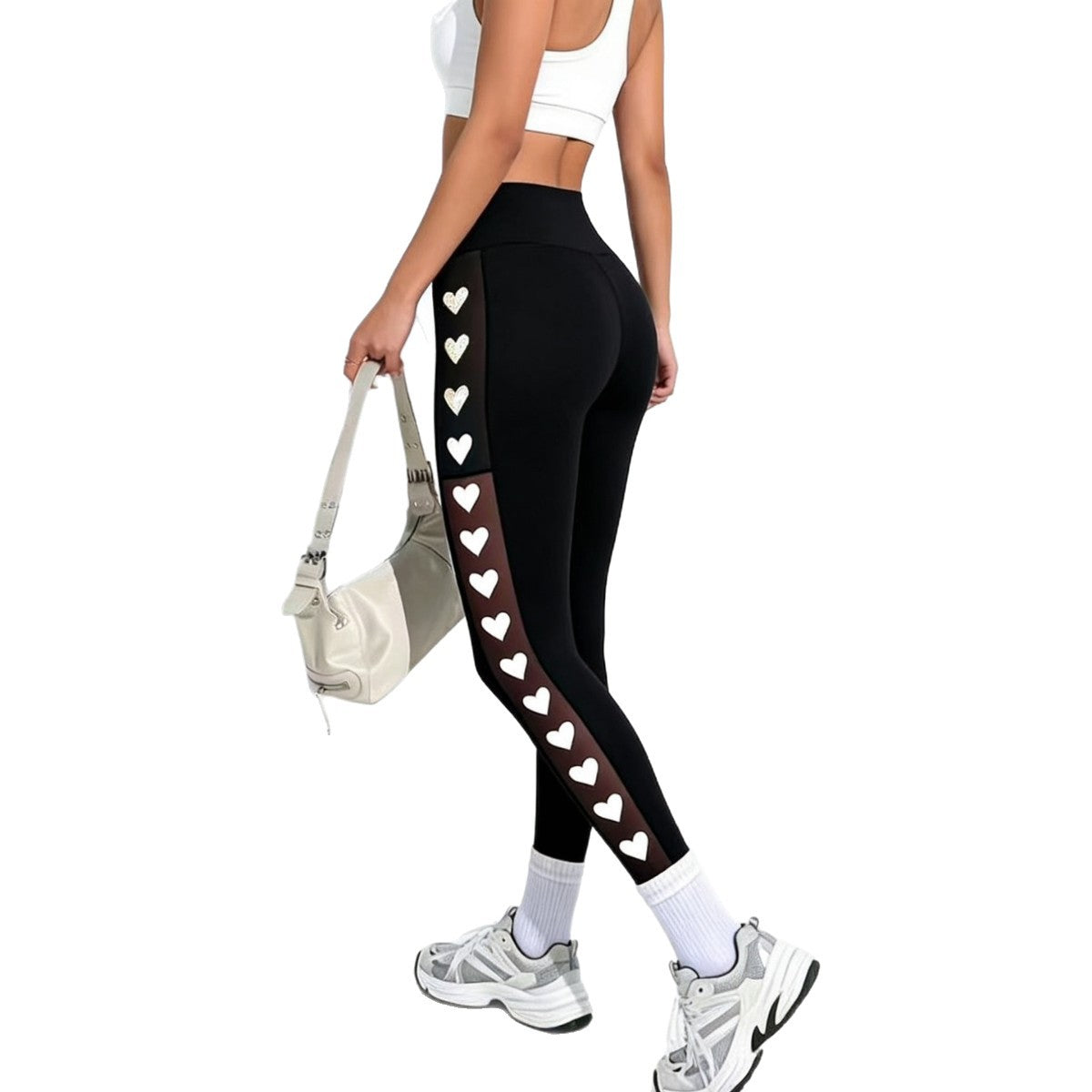 Athletic Outdoor Butt-lifting Mesh-panel Spliced Tights With Pockets